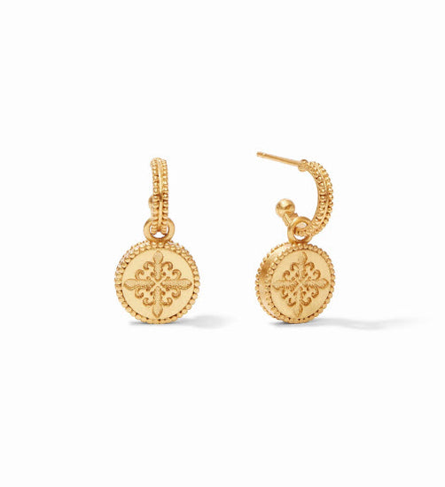 Fleur-de-Lis Hoop & Charm Earring Iridescent Clear Crystal - Southern Belle Boutique