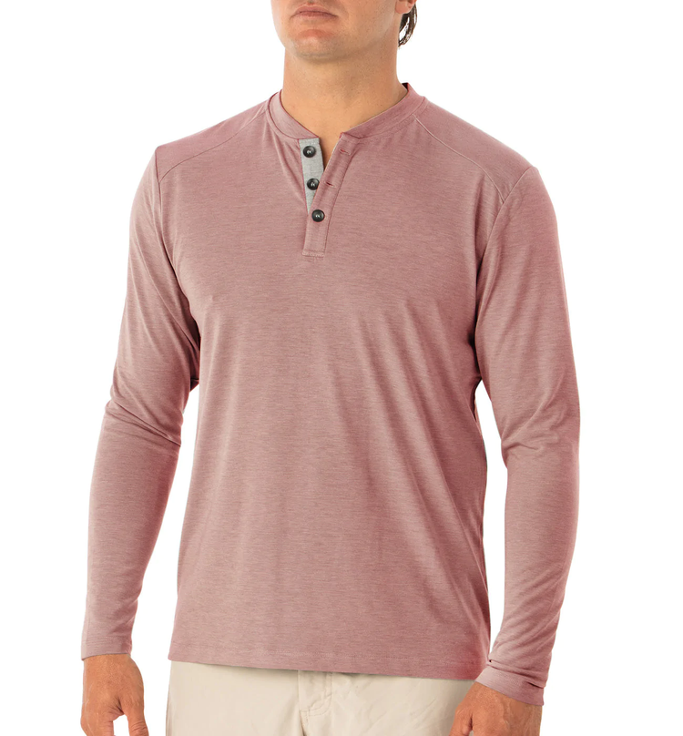 Bamboo Flex Henley - Heather Brick - Southern Belle Boutique