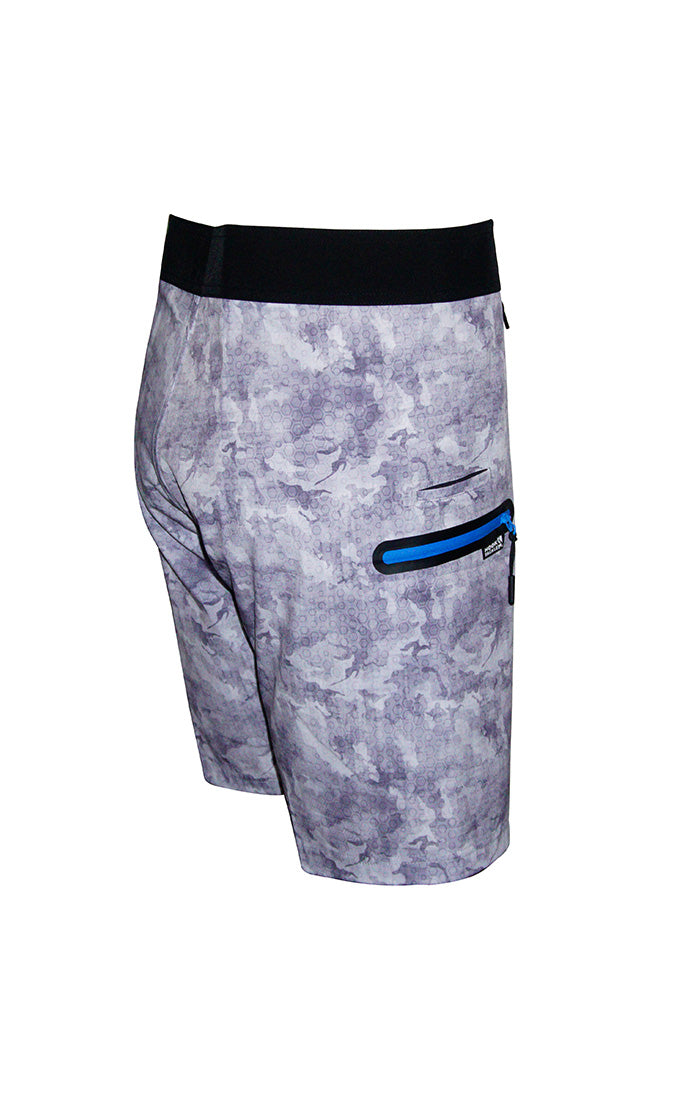 Camo Hex 4-Way Stretch Fishing Boardshort - Grey - Southern Belle Boutique