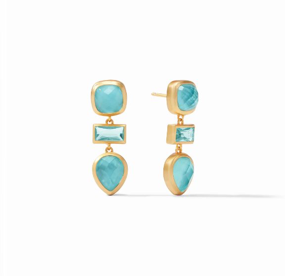 Antonia Tier Earring Iridescent Bahamian Blue - Southern Belle Boutique