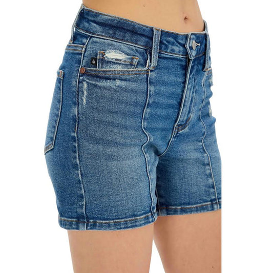High Waist Seaming Detailed Jean Shorts - Southern Belle Boutique