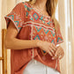 Rust Aztec SS Top - Southern Belle Boutique