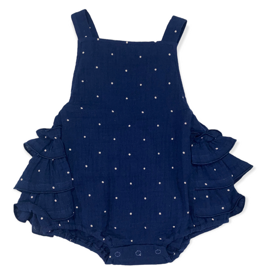 Navy Dot Ruffle Bubble - Southern Belle Boutique