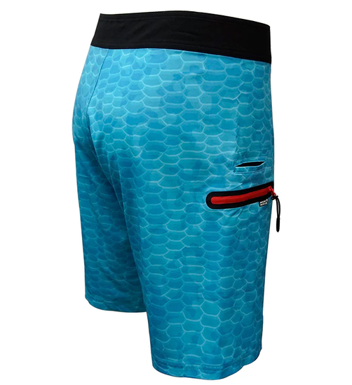 Fish Scales 4-Way Stretch Fishing Boardshort - Turquesa - Southern Belle Boutique