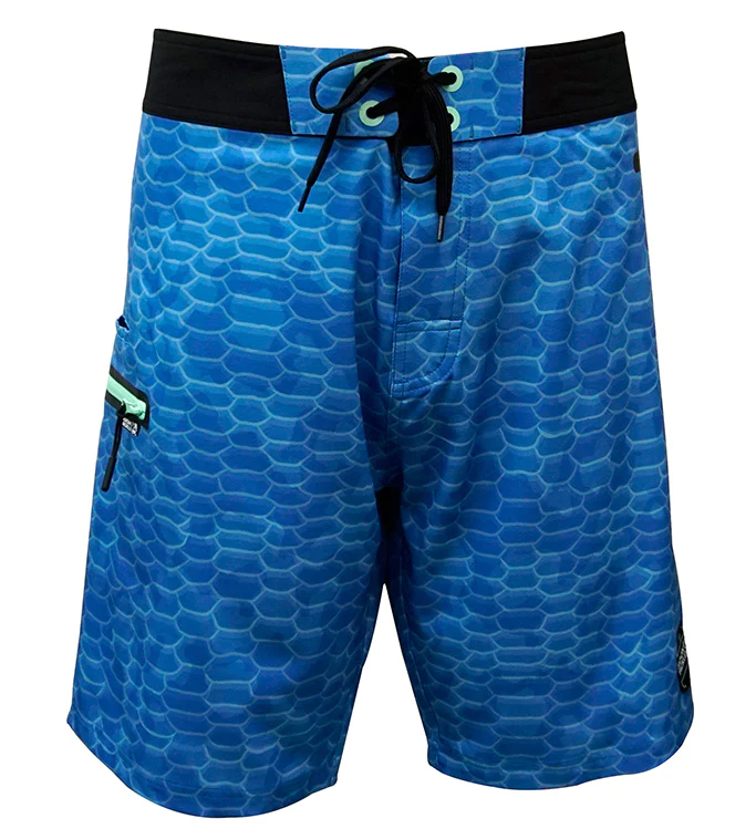 Fish Scales 4-Way Stretch Fishing Boardshort - Blue Lagoon - Southern Belle Boutique