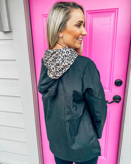 Leopard Lined Windbreaker - Southern Belle Boutique