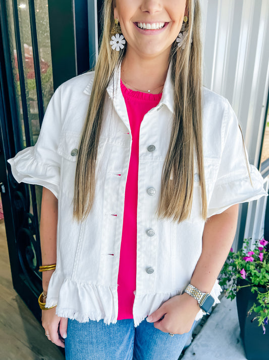 Mabry White Denim Jacket - Southern Belle Boutique