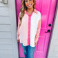 Coral Color Block Long Sleeve Top - Southern Belle Boutique