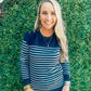 Navy Ivory Striped Sweater - Southern Belle Boutique