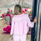 Light Pink/Black Gauze Rhinestone Trim Shorts - Southern Belle Boutique