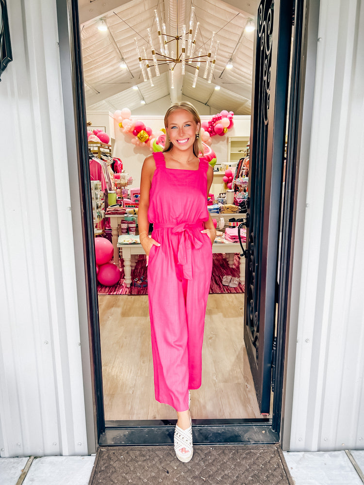 Hot Pink Tank Jumpsuit - Southern Belle Boutique