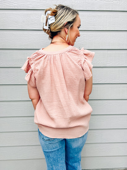 Soft Rose Ruffled Gauze Top - Southern Belle Boutique