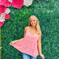 Dusty Rose Tiered V-Neck Tank Top - Southern Belle Boutique