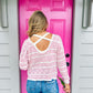 Pink Striped Cross Back Sweater - Southern Belle Boutique