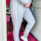 Heather Grey w/ Sorbet Twill Tape Stripes Burnout Jogger - Southern Belle Boutique