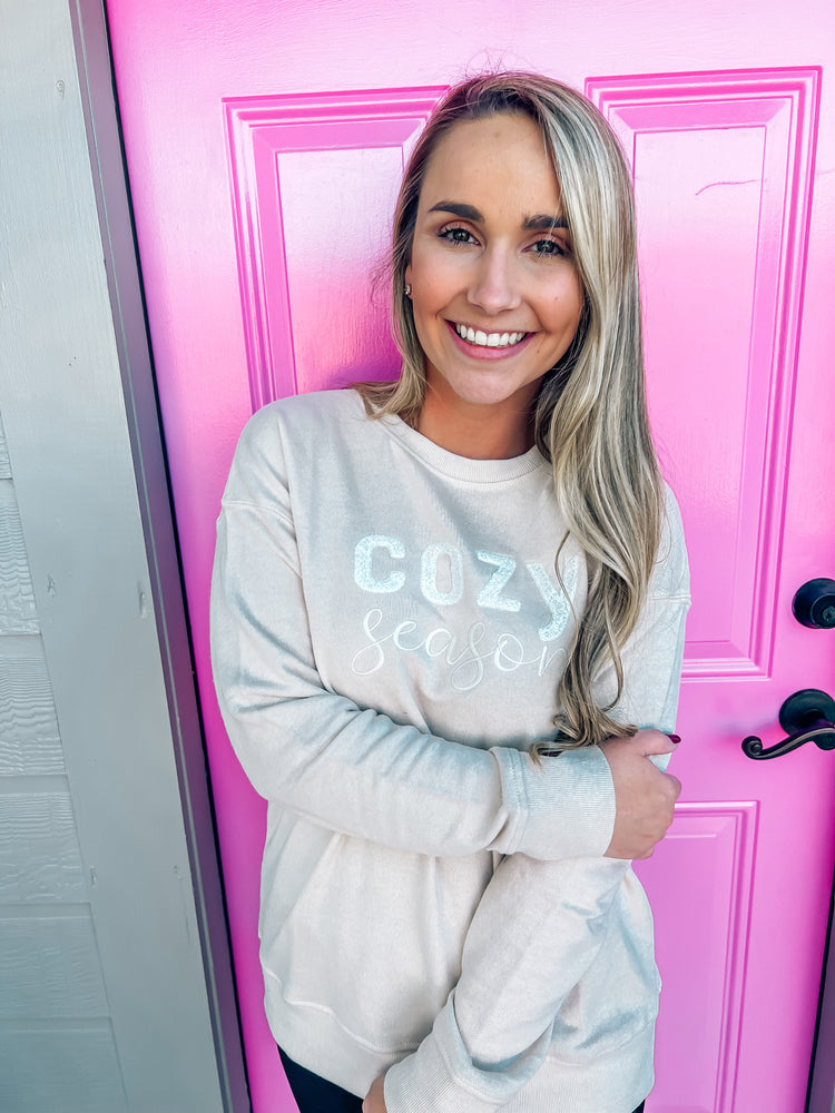 "Cozy Season" Sweatshirt, Oatmeal - Southern Belle Boutique