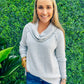 Grey Cowl Neck Swt - Southern Belle Boutique