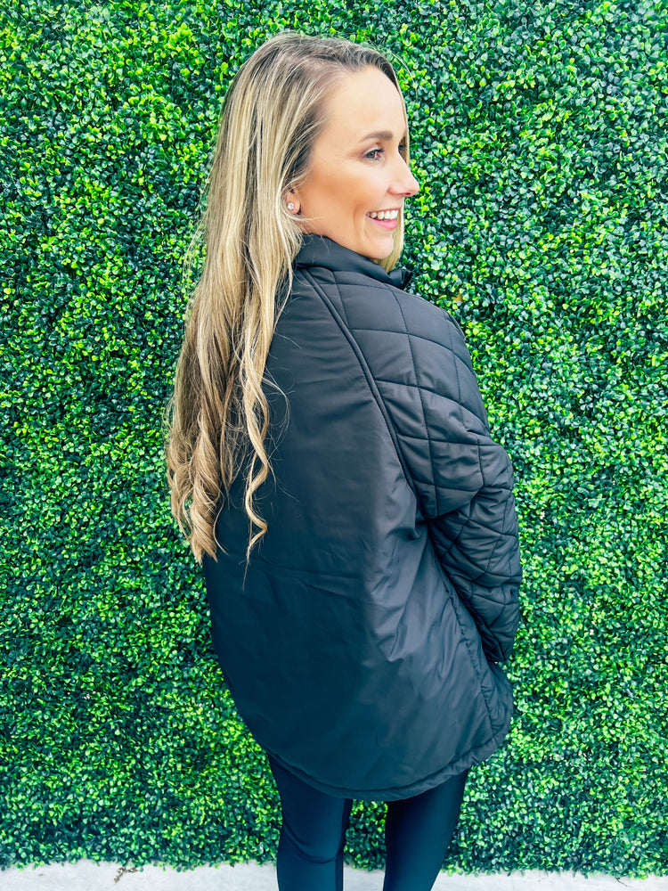 Black Quilted Pullover Jacket - Southern Belle Boutique