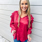 Burgandy LS  Blouse - Southern Belle Boutique