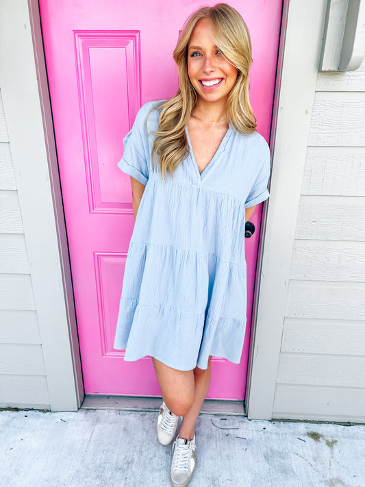 Blue Babydoll Dress - Southern Belle Boutique