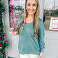 Calleen V-Neck Long Sleeve Sweater Emerald Stone - Southern Belle Boutique