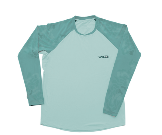 Youth Clearwater Raglan L/S - Biscayne Blue - Southern Belle Boutique
