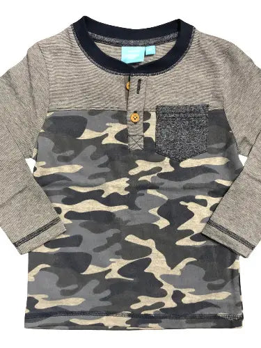 Camo Pocket Henley Baby - Southern Belle Boutique
