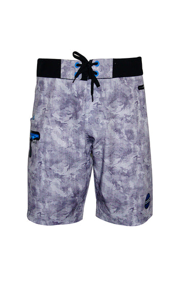 Camo Hex 4-Way Stretch Fishing Boardshort - Grey - Southern Belle Boutique