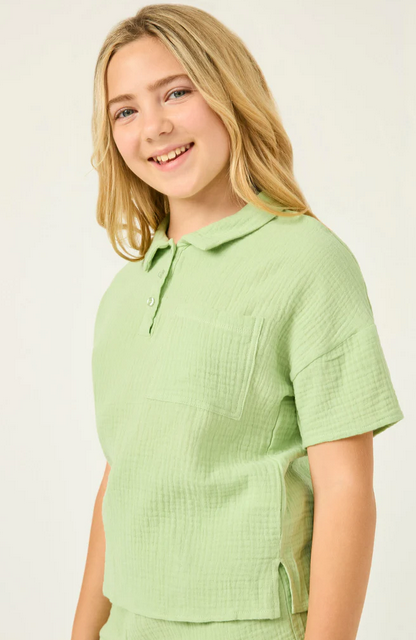 Sage Gauze Shirt - Southern Belle Boutique