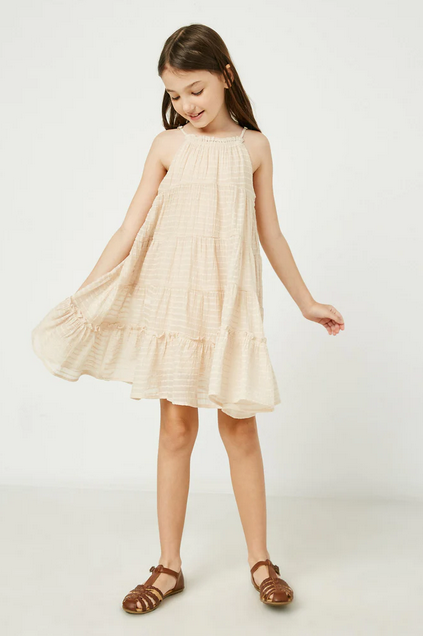 Natural Striped Halter Mini Dress - Southern Belle Boutique
