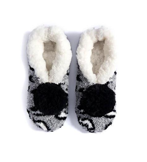 Claudia Leopard Print Knit Slippers With Pom, Grey - Southern Belle Boutique