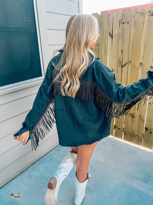 Fringed Denim Jacket - Southern Belle Boutique