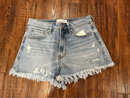 Washed Denim Shorts with Distressed Detail - Southern Belle Boutique