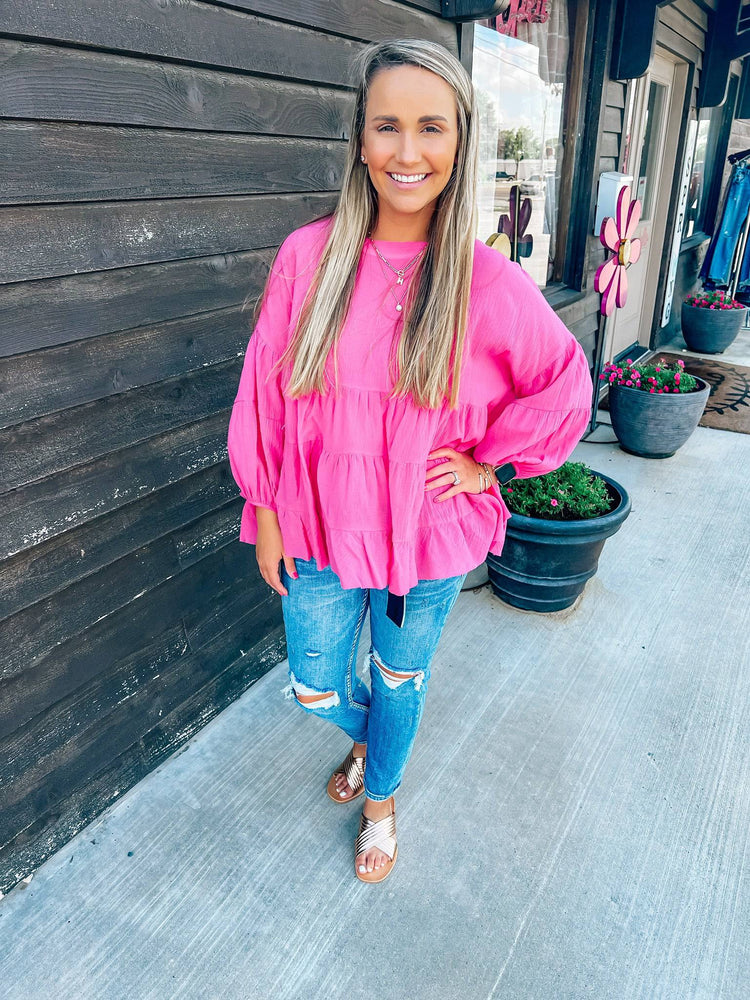 Hot Pink Boho Top - Southern Belle Boutique