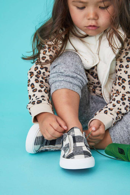 Blowfish Malibu Kids Play-T Girls Cream Buffalo Check Sneakers - Southern Belle Boutique