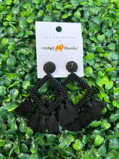 Black Dangle Beaded Earrings - Southern Belle Boutique