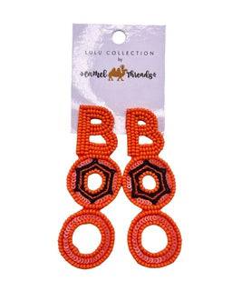 Orange BOO Beaded Earrings - Southern Belle Boutique