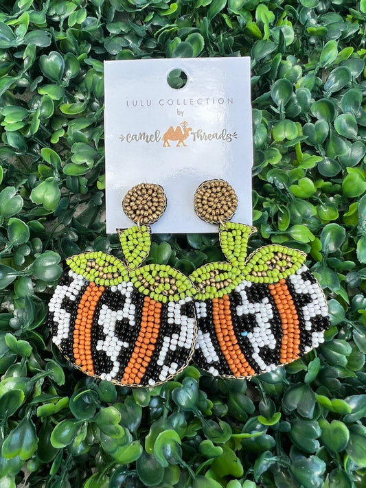 Pumpkin Beaded Earrings - Southern Belle Boutique