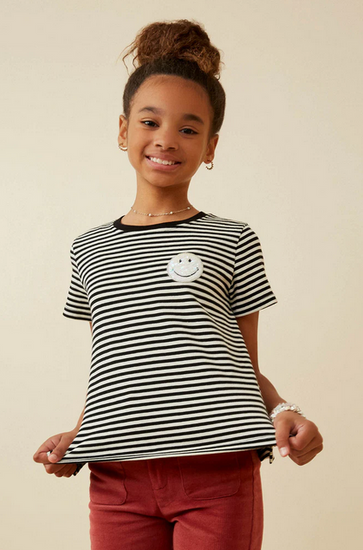 Black Sequin Smiley Face Tee - Southern Belle Boutique