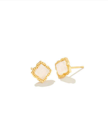 Mallory Stud Earring Gold Iridescent Drusy - Southern Belle Boutique