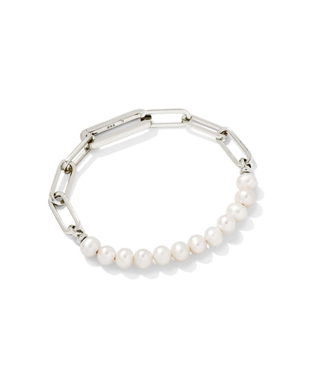 Ashton Half Chain Bracelet Silver Pearl - Southern Belle Boutique