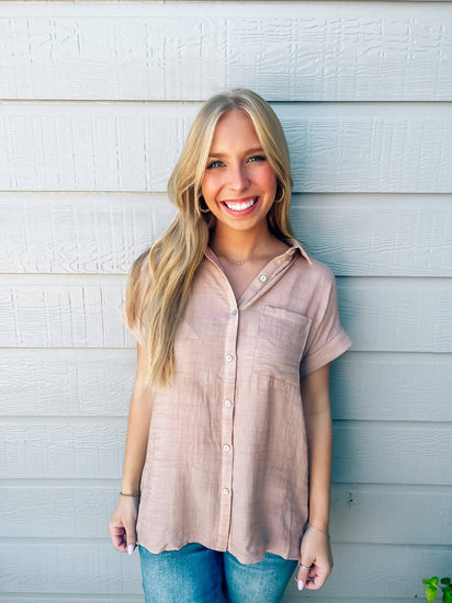 Dusty Blush Button Down - Southern Belle Boutique