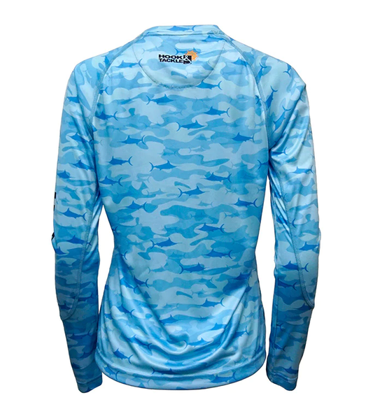 Camo Billfish Wicked Dry & Cool Fishing Shirt - Blue Mist - Southern Belle Boutique