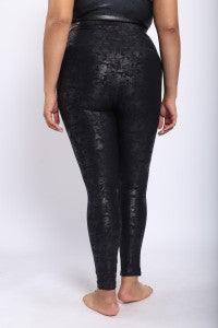 CURVY Metallic Foil Highwaisted Leggings With Side Pockets - Southern Belle Boutique