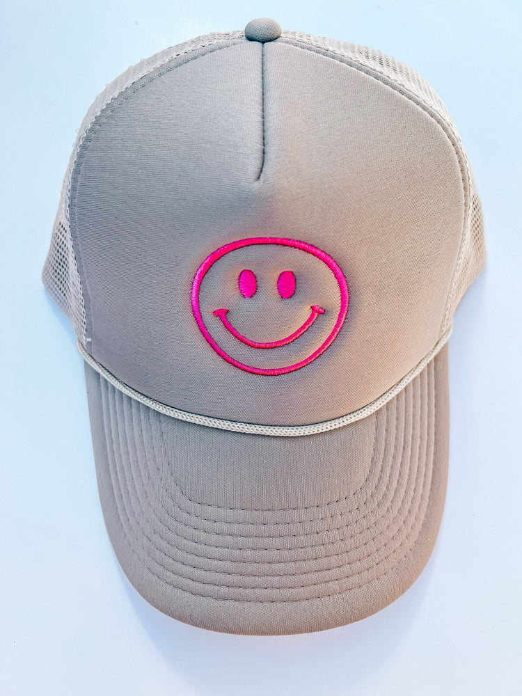 Pink Smiley on Khaki - Southern Belle Boutique