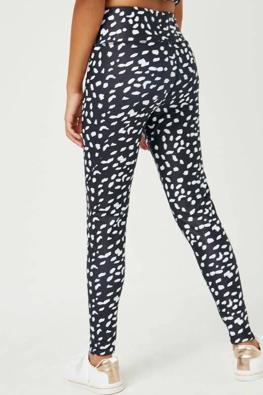 Girls Black Abstract Dotted Active Leggings - Southern Belle Boutique