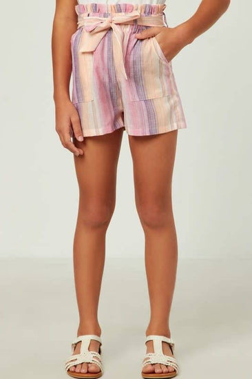 Girls Textured Stripe Shorts - Southern Belle Boutique