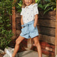 Kids Belted High-Rise Denim Shorts - Southern Belle Boutique