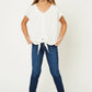 Off White Embroidered Tie-Front Top - Southern Belle Boutique