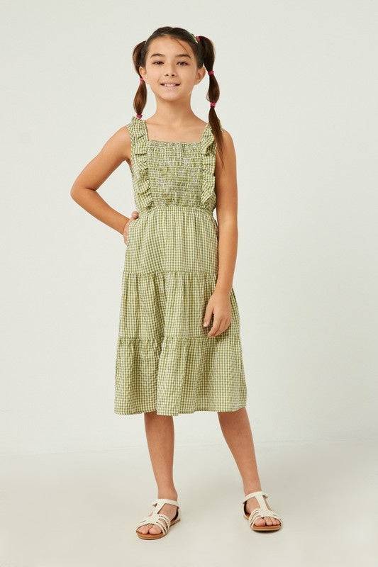 Sleeveless Sage Ruffled Tiered Dress - Southern Belle Boutique